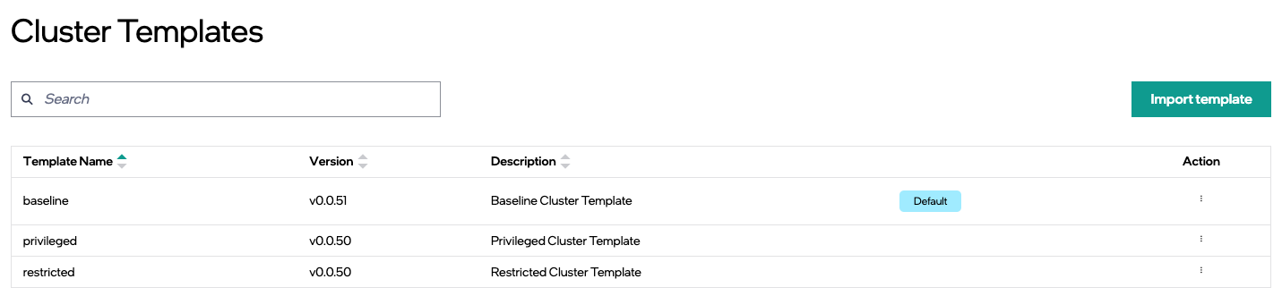 Import Cluster Template