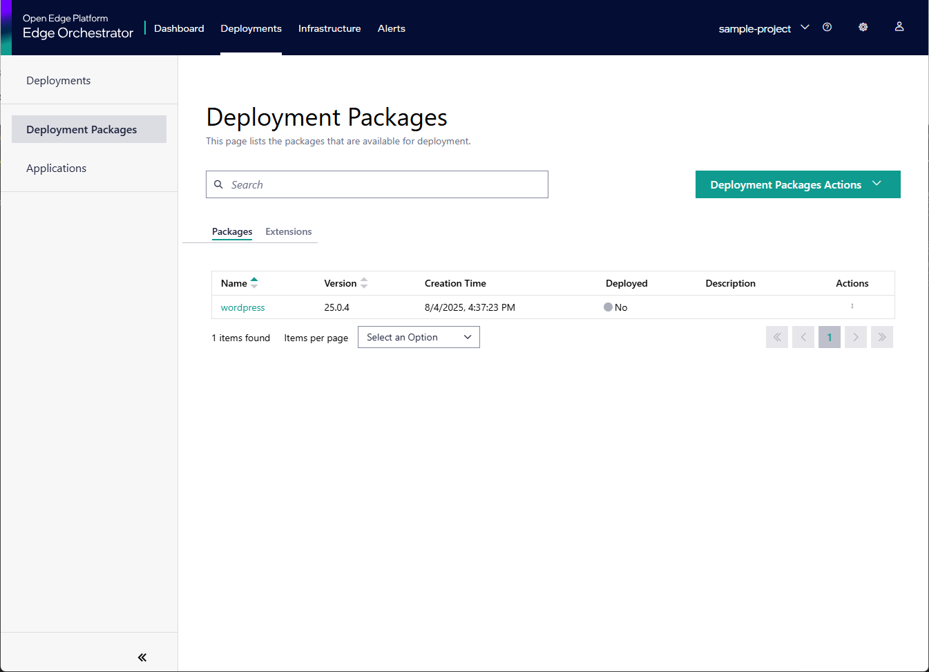 Deployment package imported