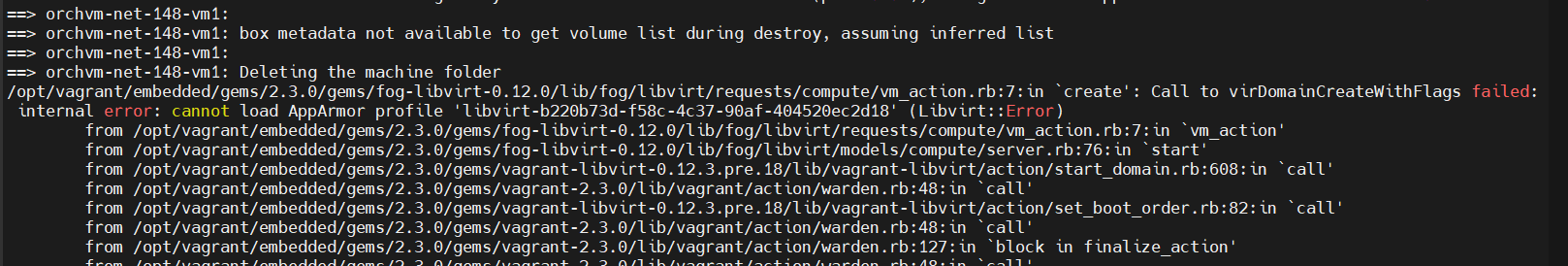 libvirt service error