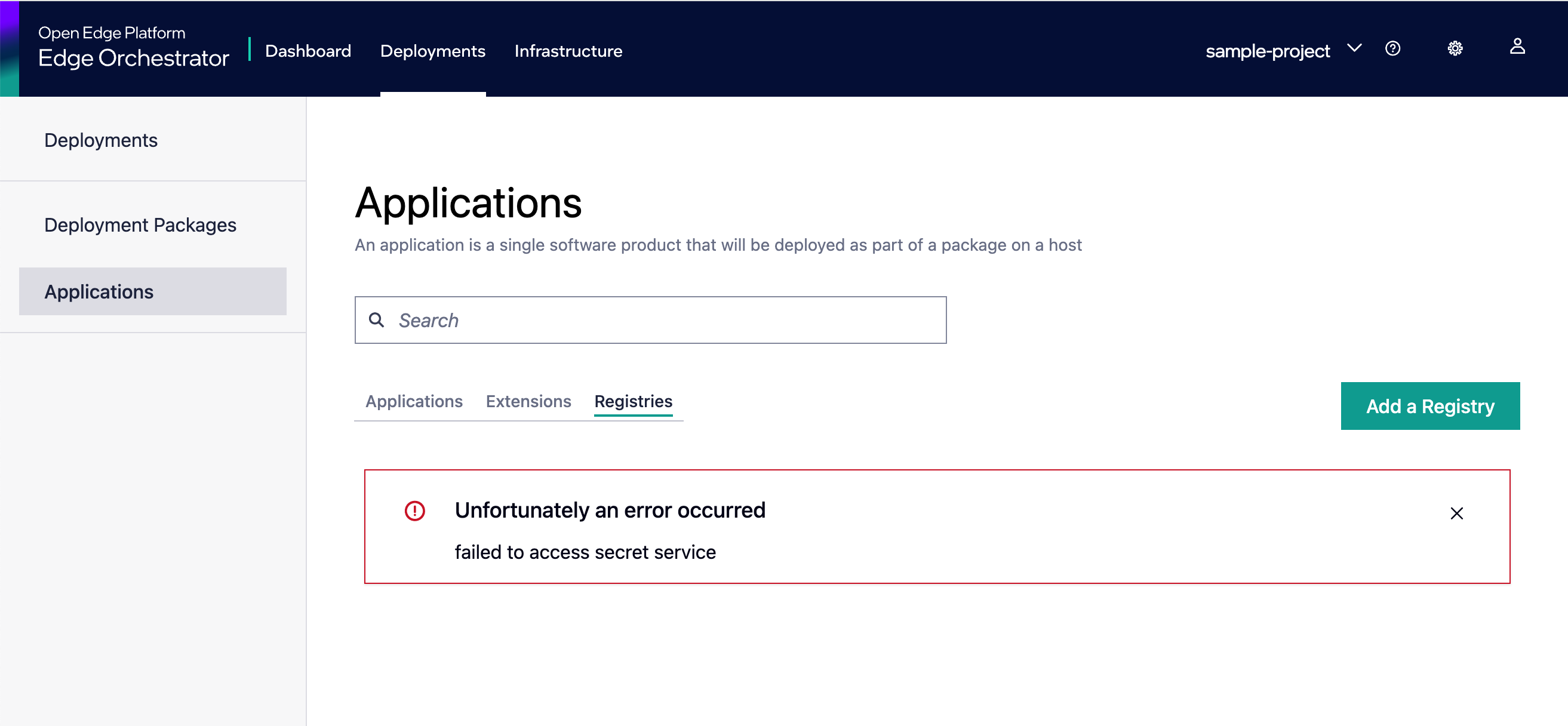 App Catalog Registries Tab