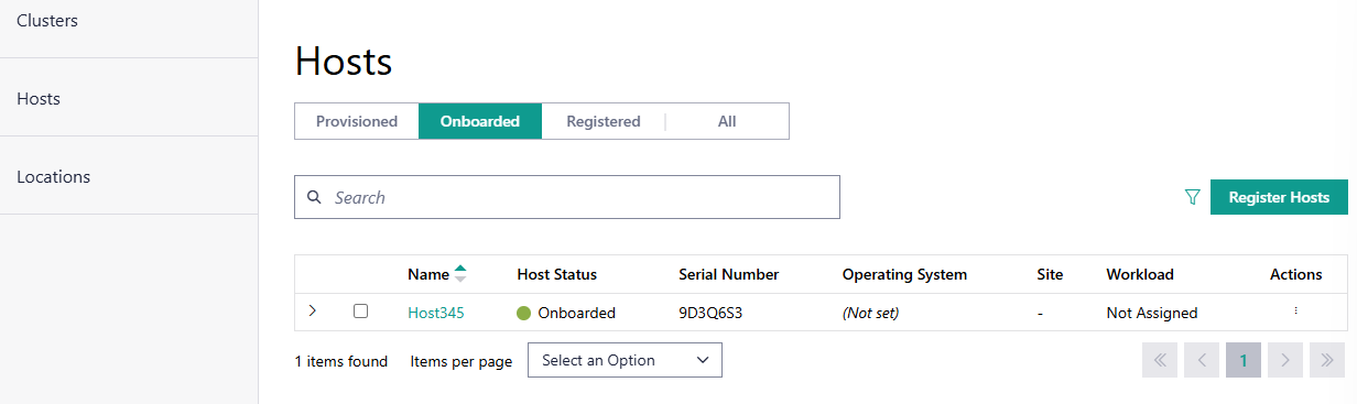 Onboarded hosts