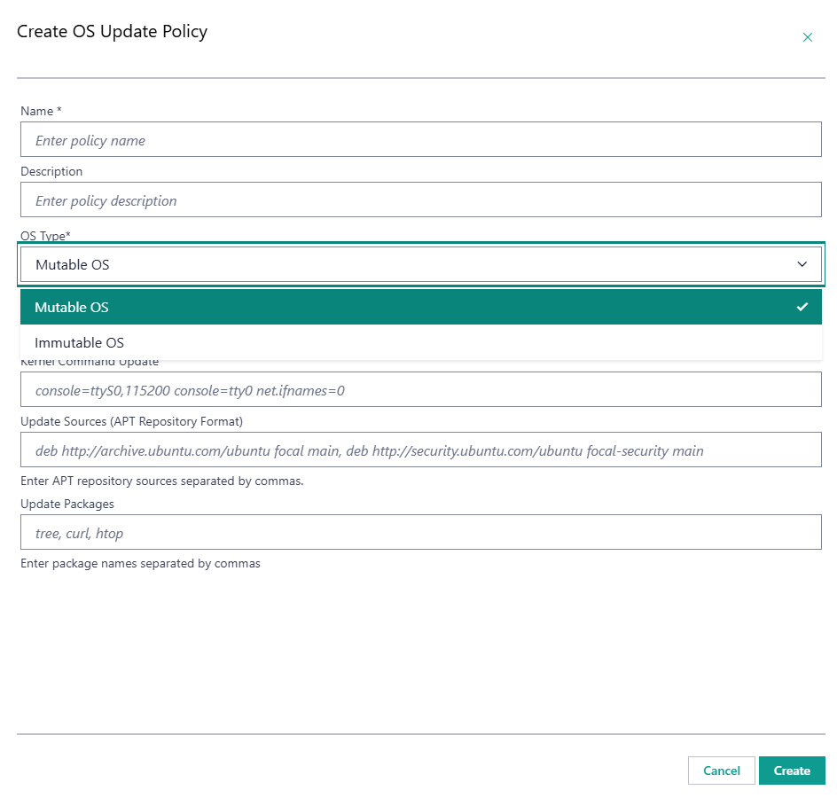 OS Update Policy - OS types