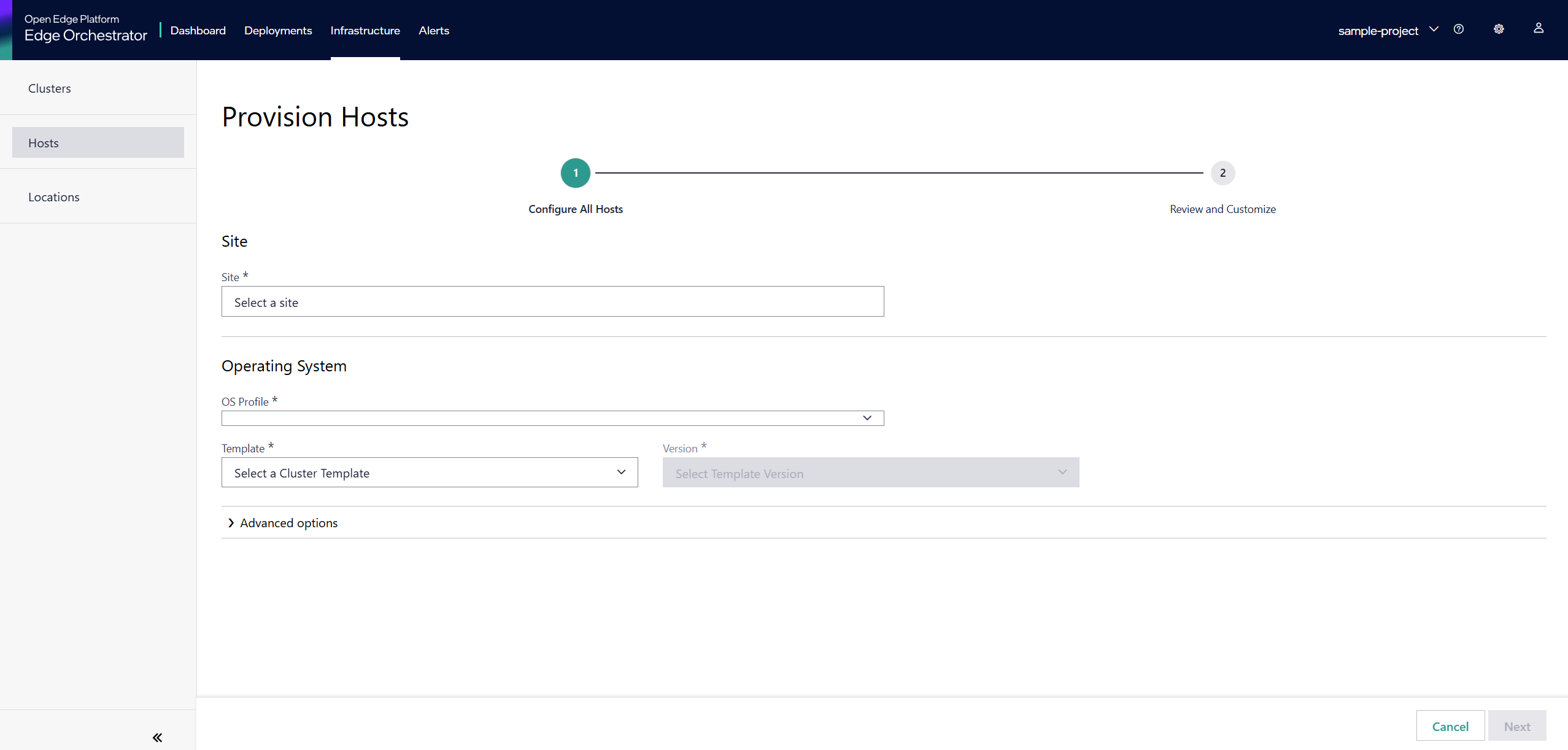 Provision Host Stepper Flow