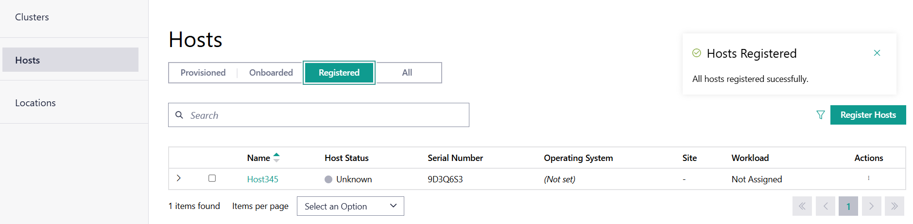 Registered hosts