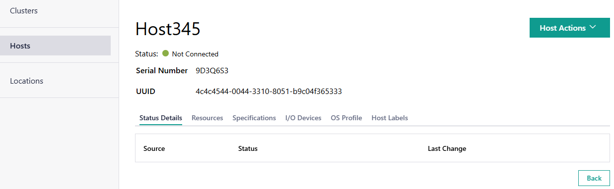 Host Status Menu
