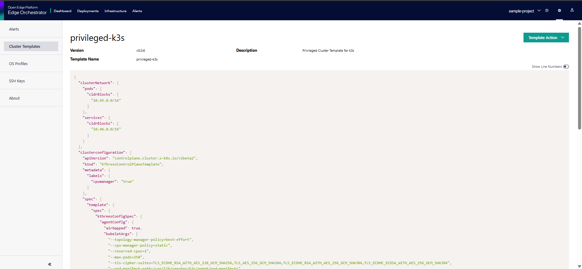 View Cluster Template